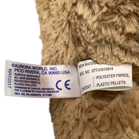 Aurora‎ World Pug Plush Toy Dog 10” Stuffed Animal Beige & Black Soft Cuddly Dog - Picture 3 of 5